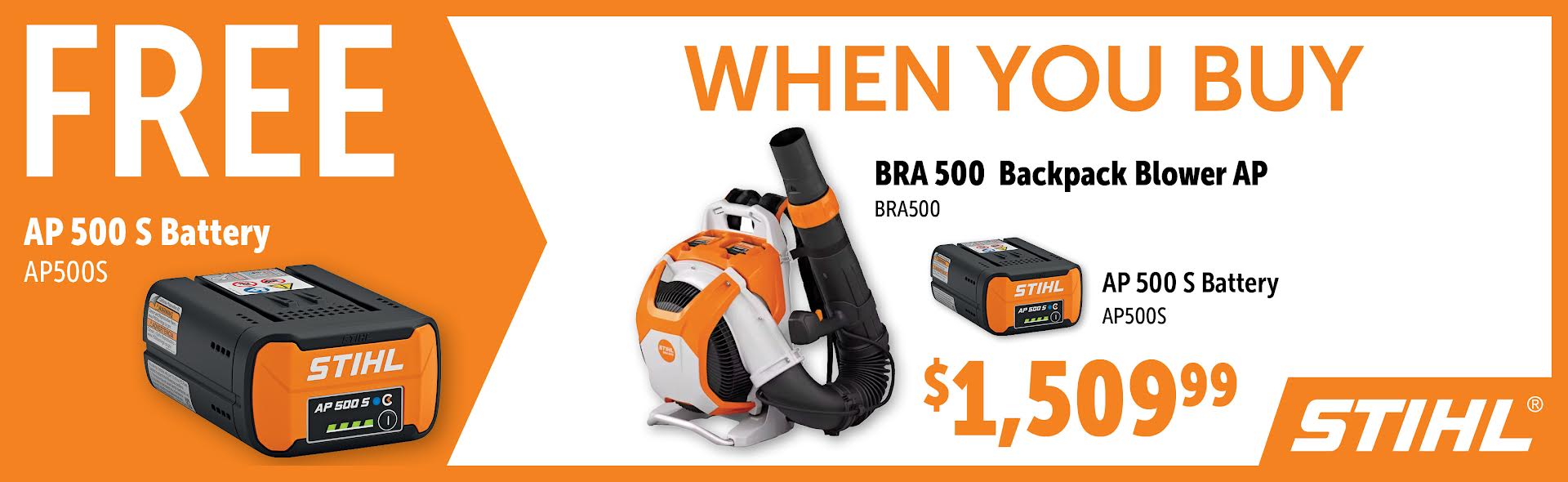 STIHL Sep-Dec: Buy a BRA500 Set and Get a Free Additional AP500S Battery