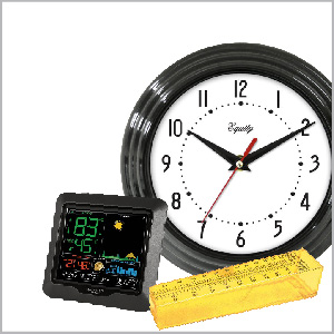 Clock, Thermometer & Rain Gauges