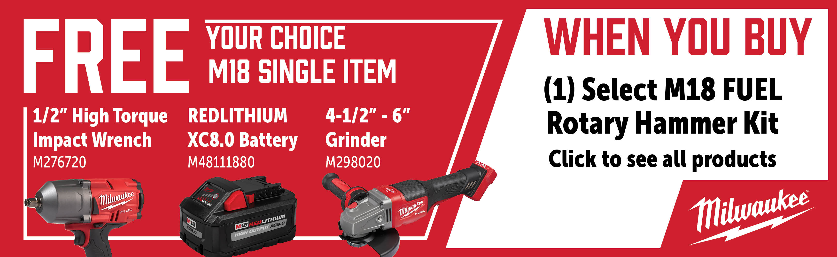 Milwaukee May - July: Buy a M271722HD or M271822HD Rotary Hammer Kit and get a FREE Choice