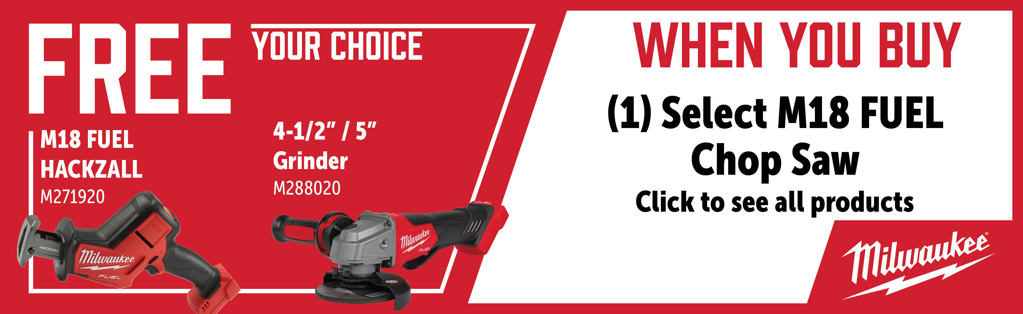 Milwaukee May - July: Buy a M299020 or M299021HD Chop Saw and get a FREE Qualifying Bare Tool