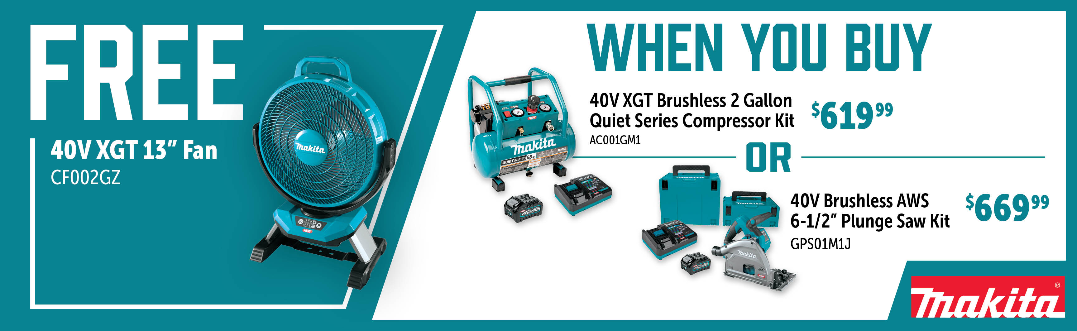 Makita Feb-Apr: Buy a GPS01M1J or AC001GM1 and Get a Free CF002GZ