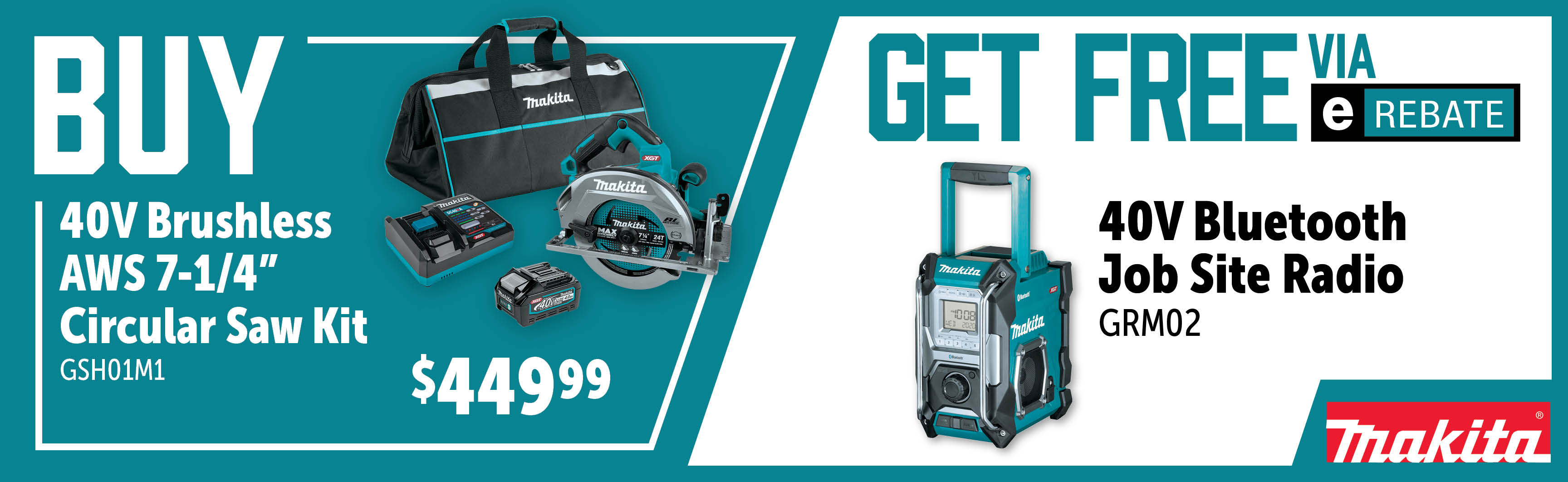 Makita Feb-Apr: Buy a GSH01M1 and Get a Free GRM02 via E-Rebate