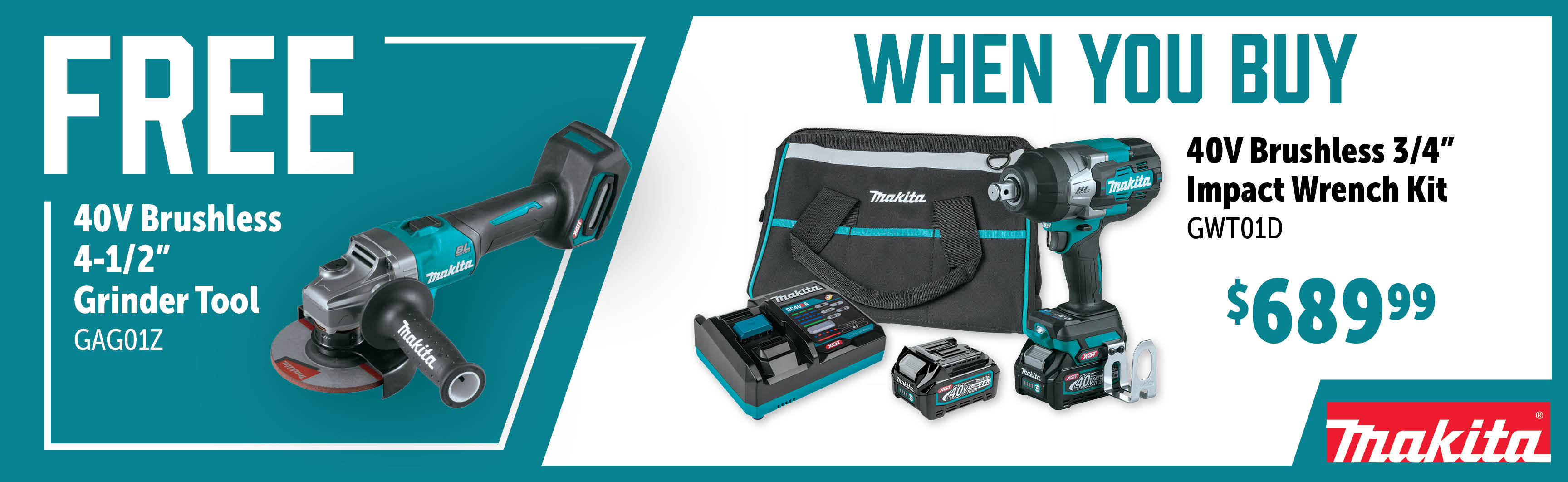 Makita Feb-Apr: Buy a GWT01D and Get a Free GAG01Z