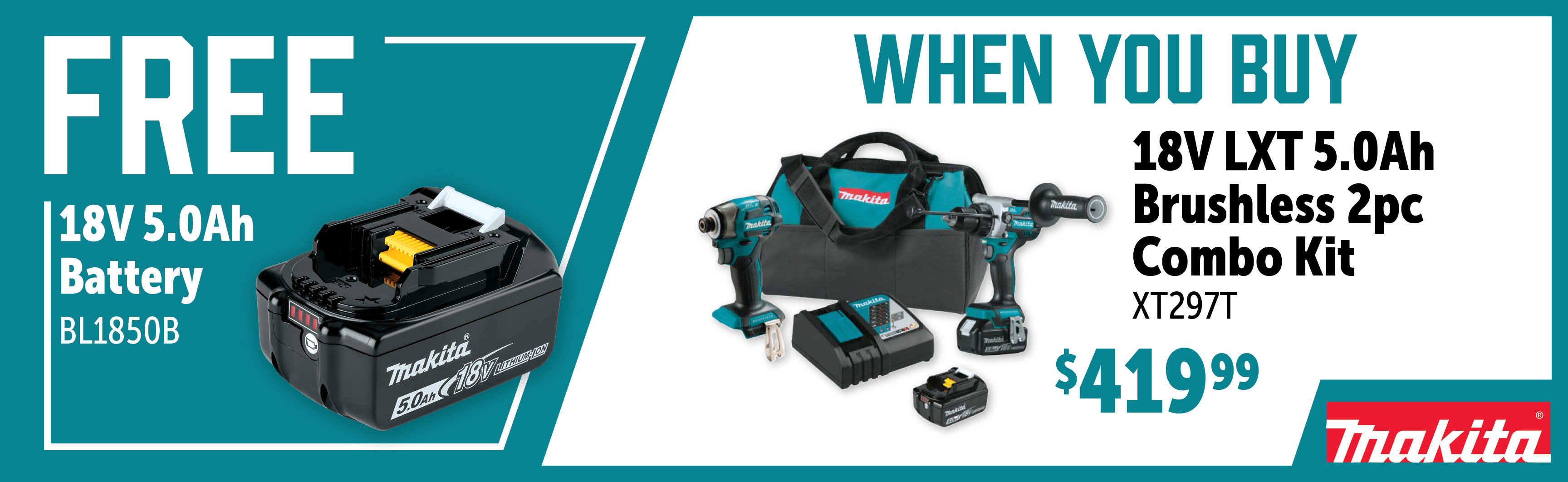 Makita Feb-Apr: Buy a XT297T and Get a Free BL1850B