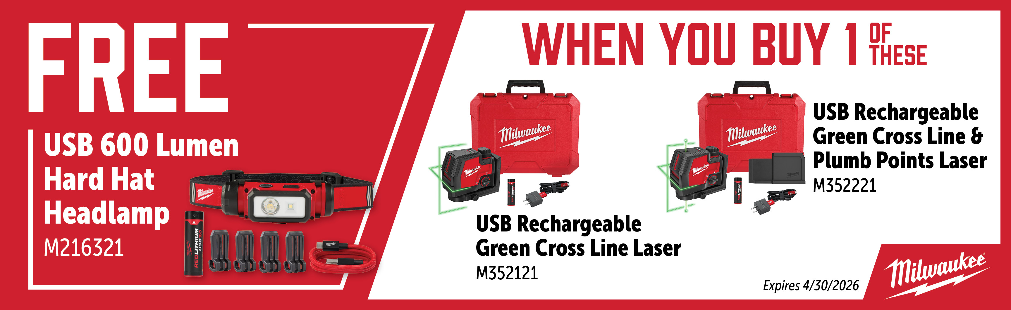 Milwaukee Feb-Apr: Buy a M352121 or M352221 and Get a Free M216321