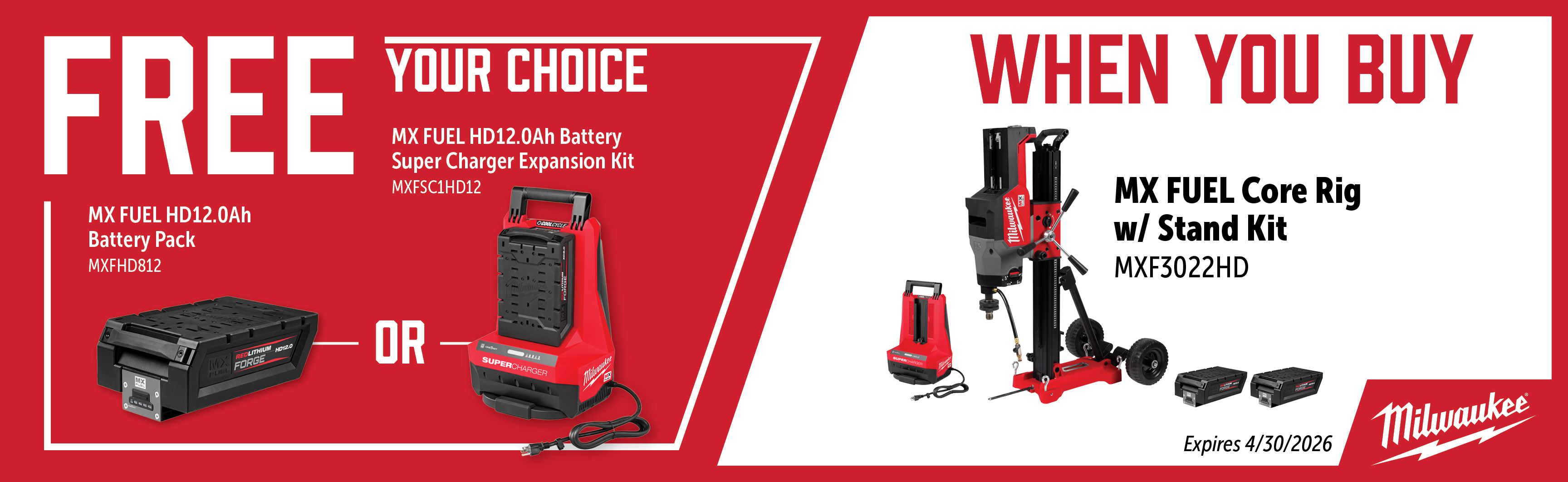 Milwaukee Feb-Apr: Buy an MXF3022HD and Get a Free MXFHD812 or MXFSC1HD12