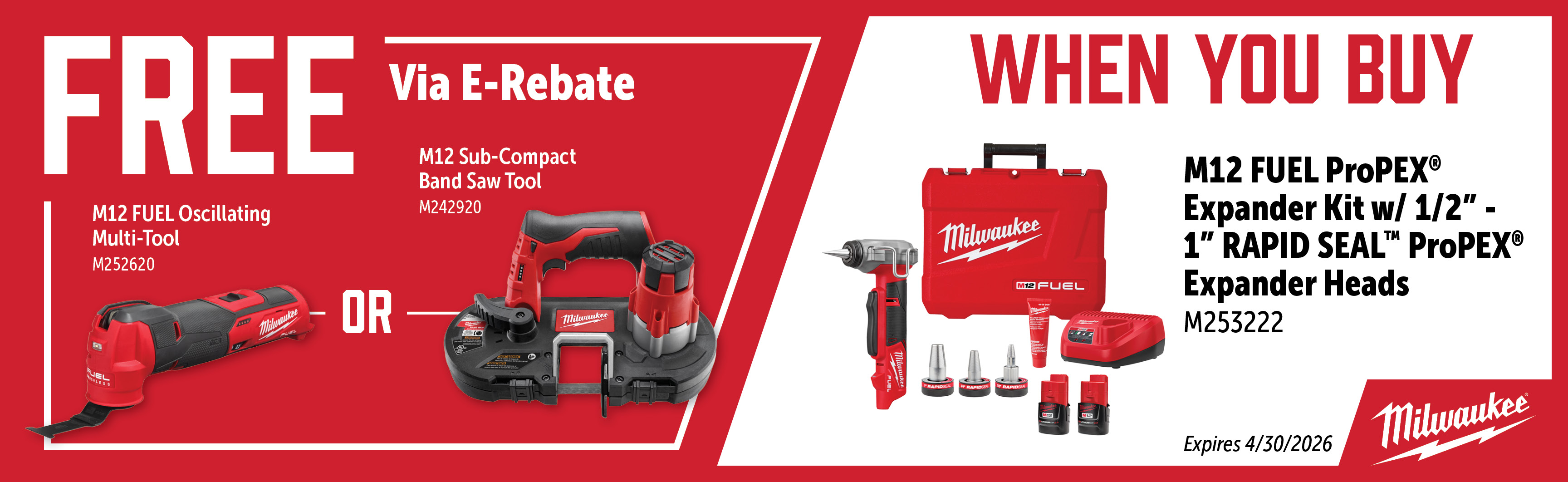 Milwaukee Feb-Apr: Buy an M253222 and Get a Free M252620 or M242920 via E-Rebate