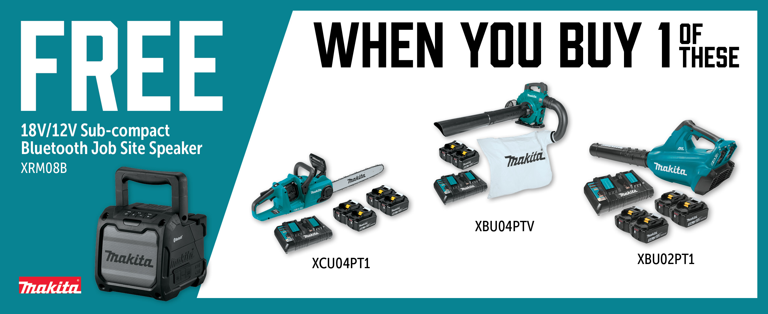 Makita May-Jul: Buy a Qualifying 36V OPE Kit and Get a Free XRM08B