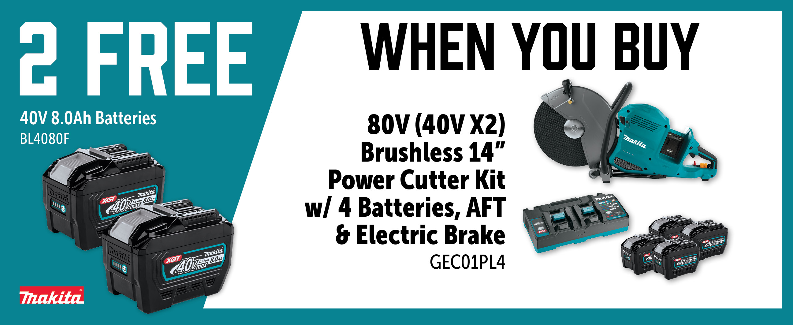Makita May-Jul: Buy a GEC01PL4 and Get 2 Free BL4080F