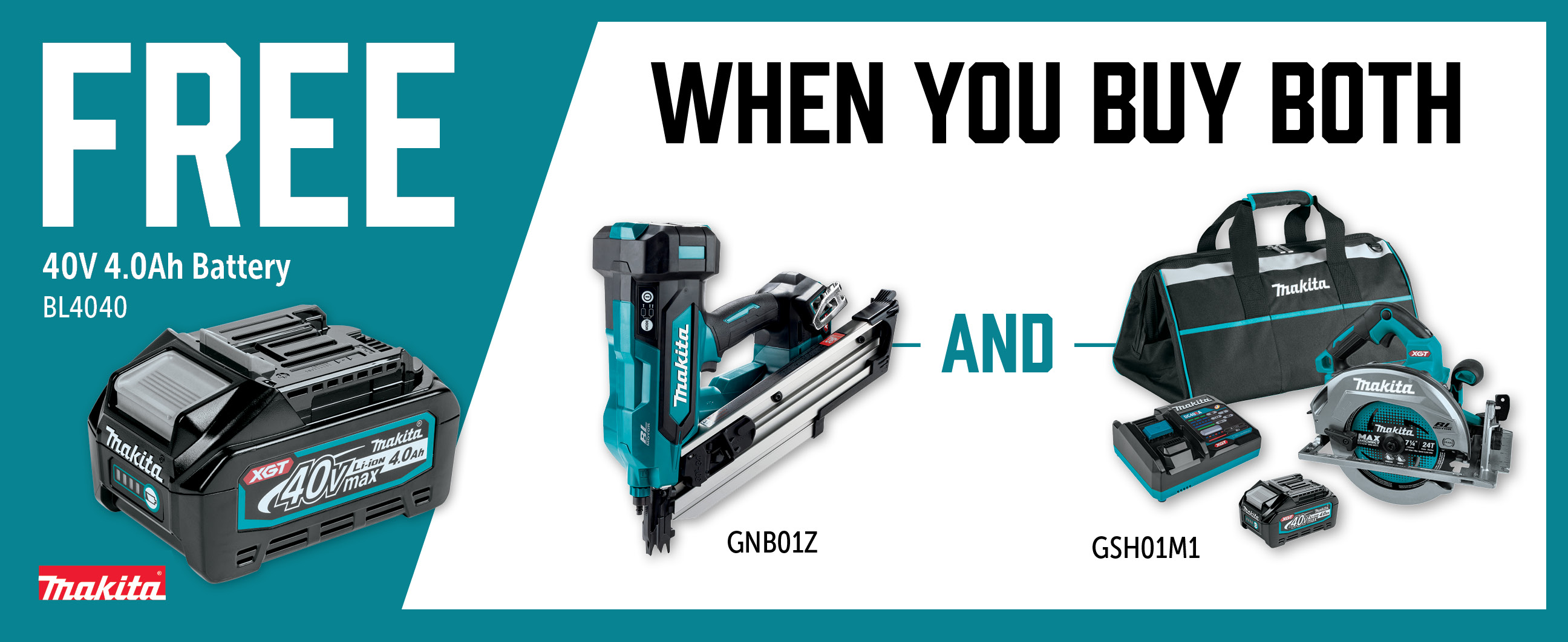 Makita May-Jul: Buy a GNB01Z + GSH01M1 and Get a Free BL4040
