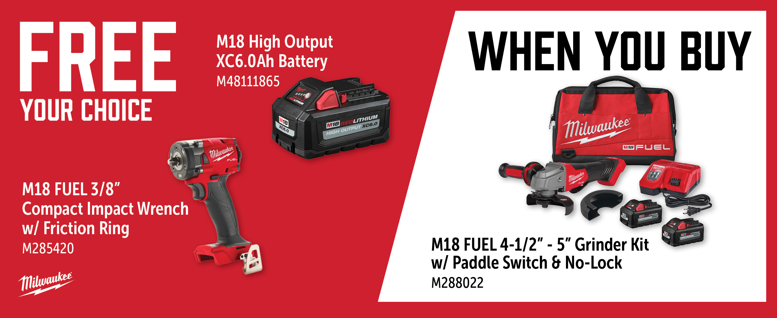 Milwaukee May-Jul: Buy a M288022 Kit and Get a Free M48111865 or M285420