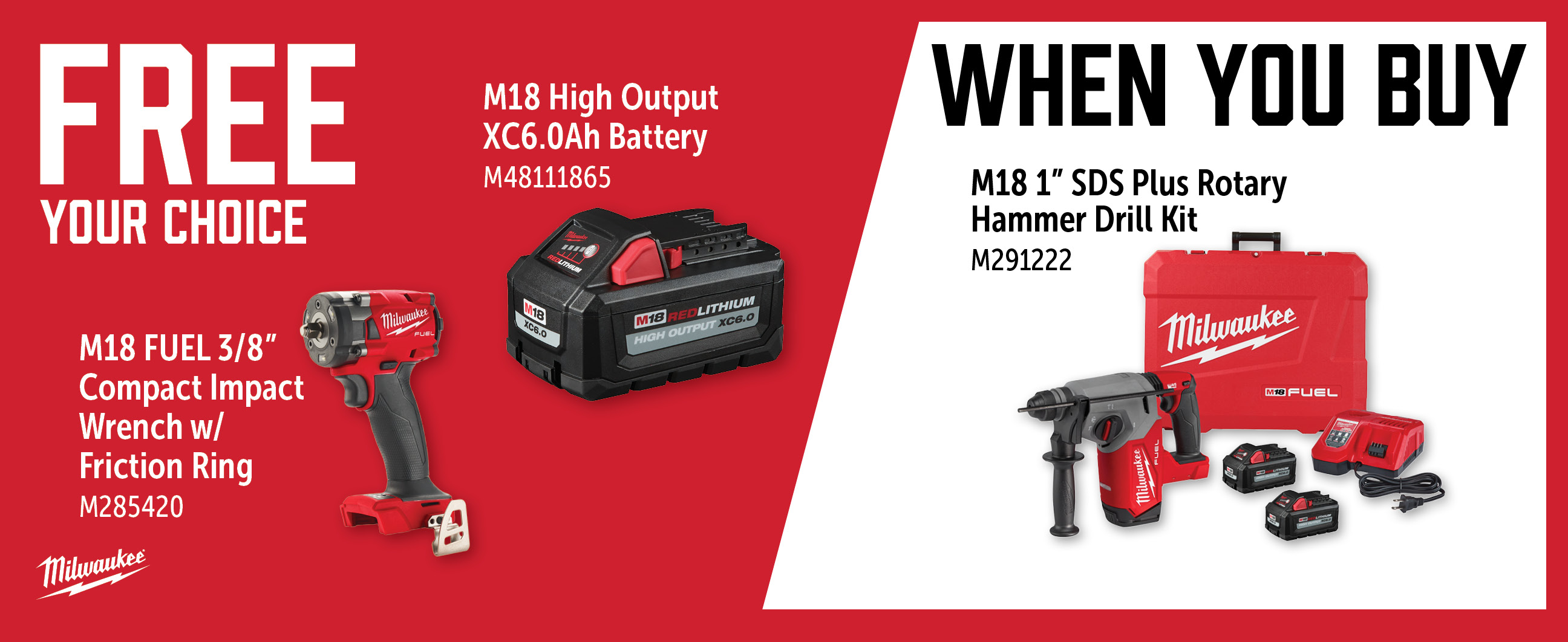 Milwaukee May-Jul: Buy a M291222 and Get a Free M48111865 or M285420