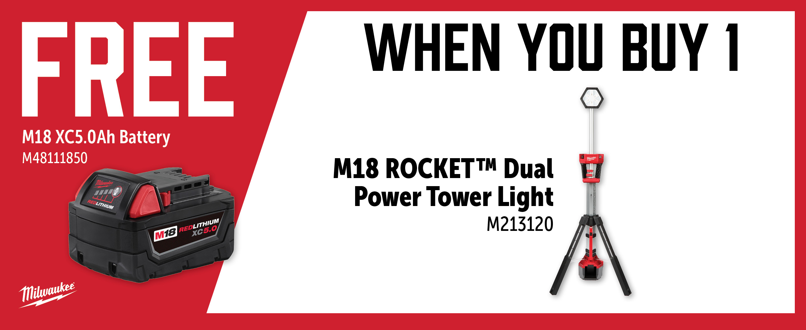 Milwaukee May-Jul: Buy a M213120 and Get a Free M48111850 Battery