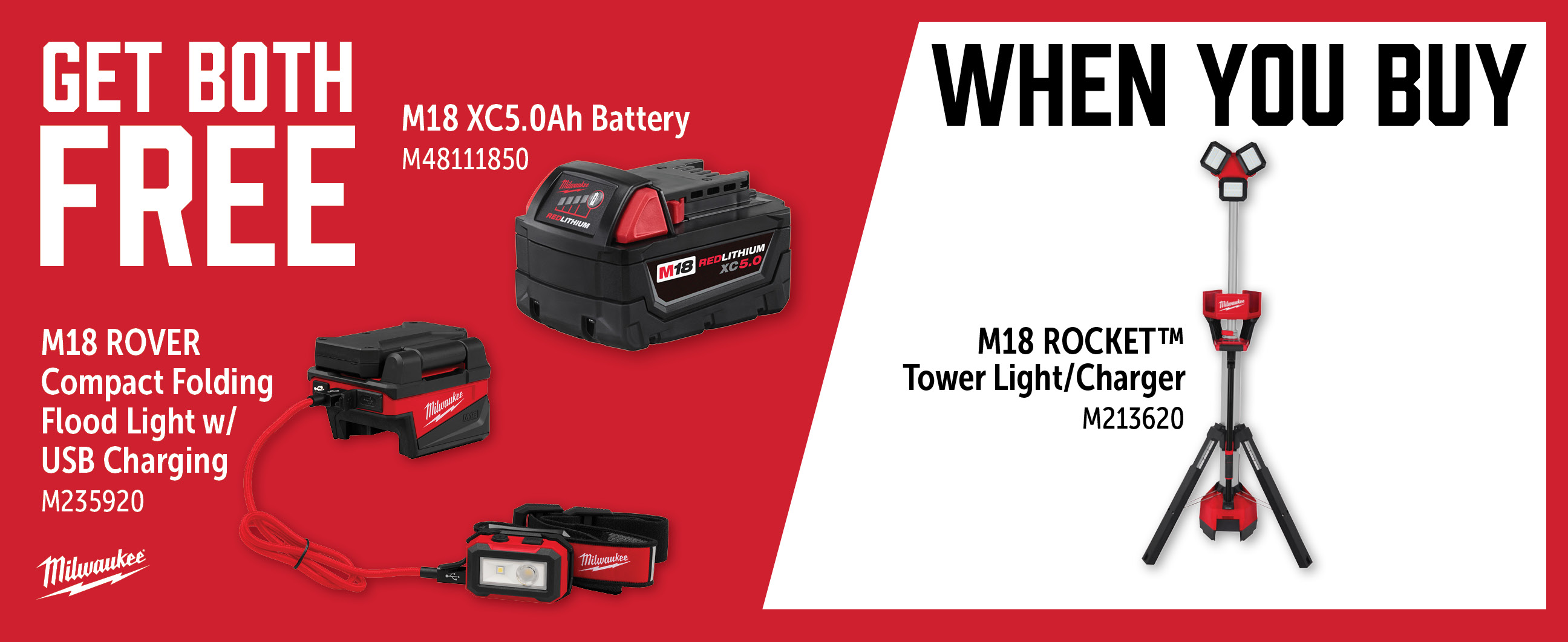 Milwaukee May-Jul: Buy a M213620 and Get a Free M235920 and M48111850