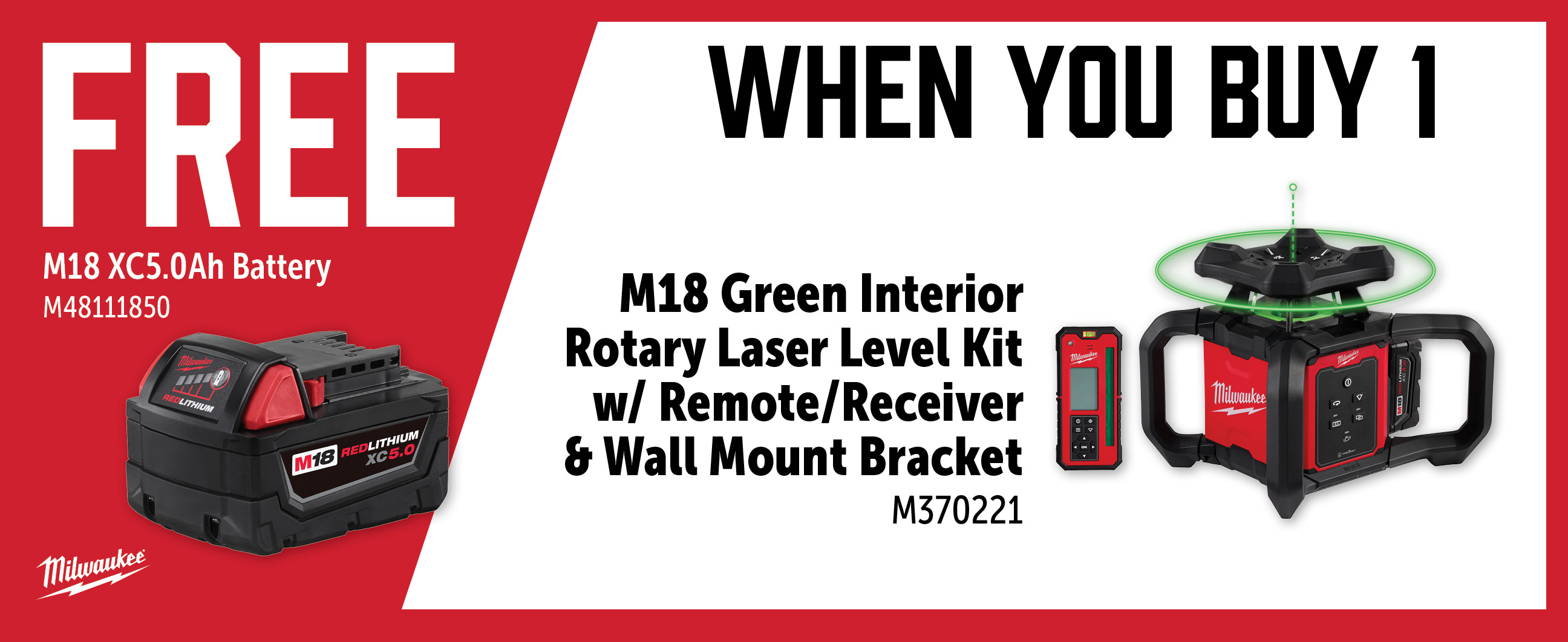 Milwaukee May-Jul: Buy a M370221 and Get a Free M48111850 Battery