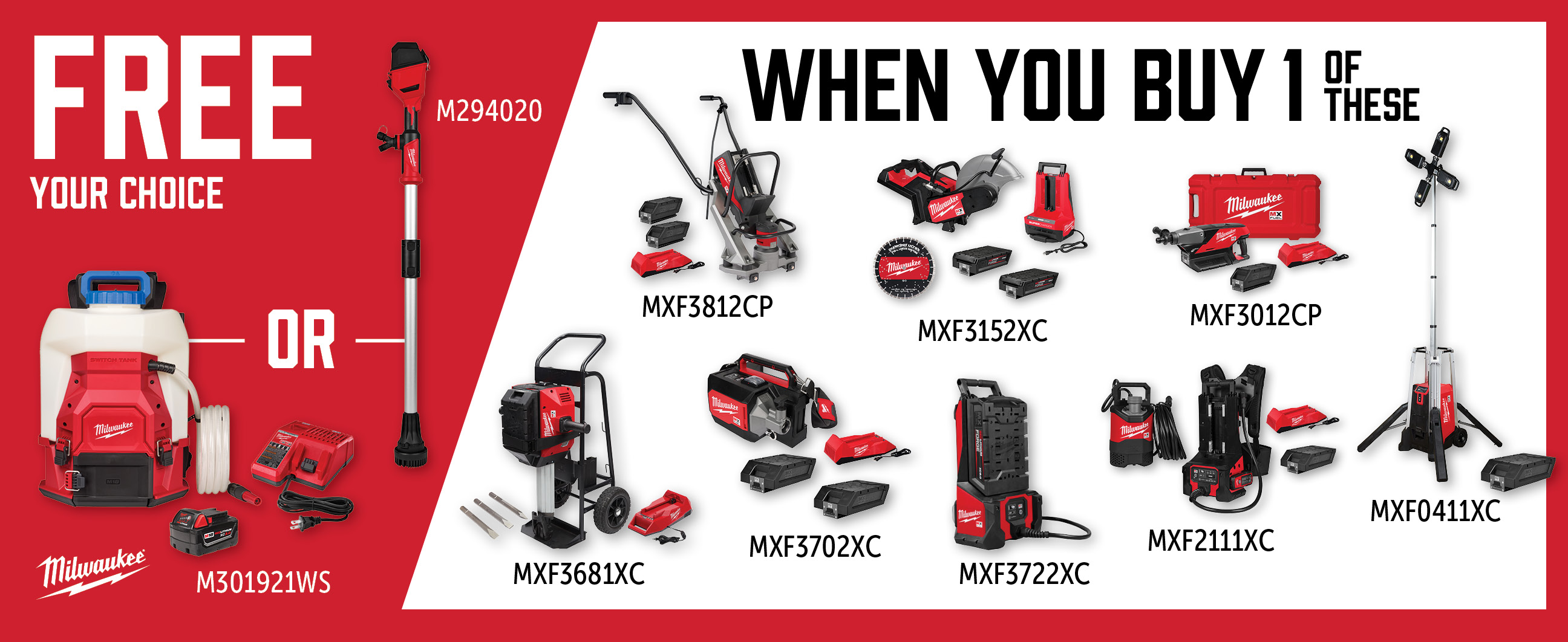 Milwaukee May-Jul: Buy a Qualifying MX Fuel Kit and Get a Free M294020 or M301921WS