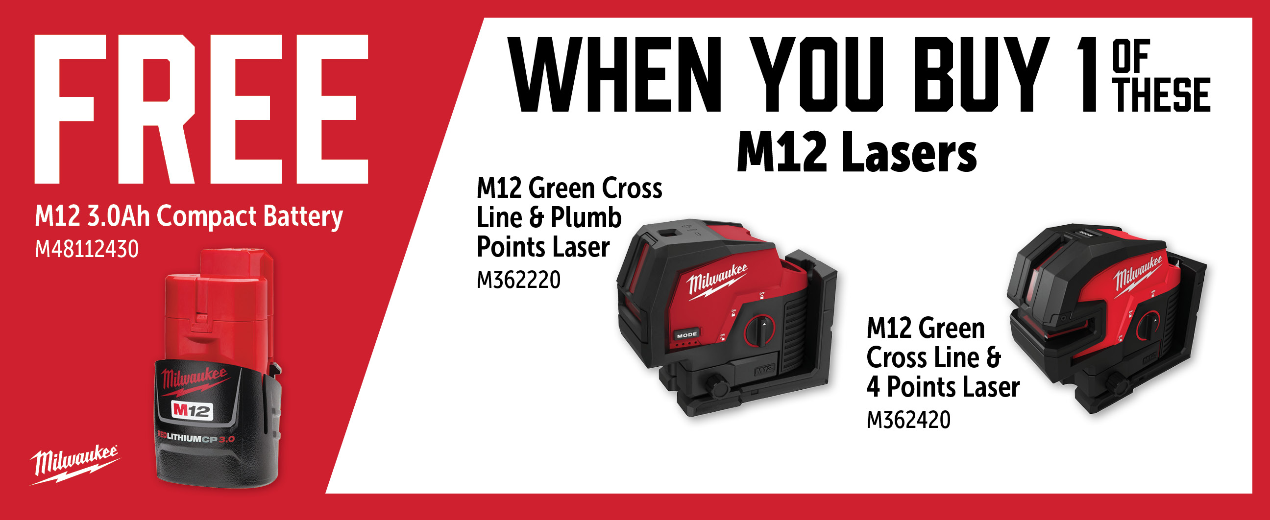 Milwaukee May-Jul: Buy a M362220 or M362420 and Get a Free M48112430