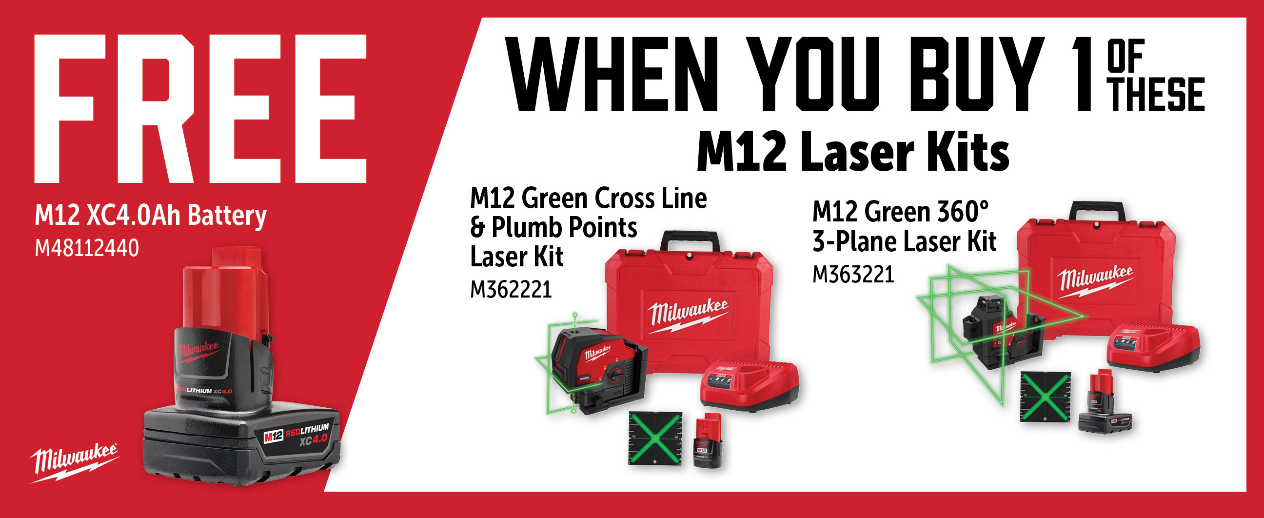 Milwaukee May-Jul: Buy a M362221 or M363221 and Get a Free M48112440 Battery