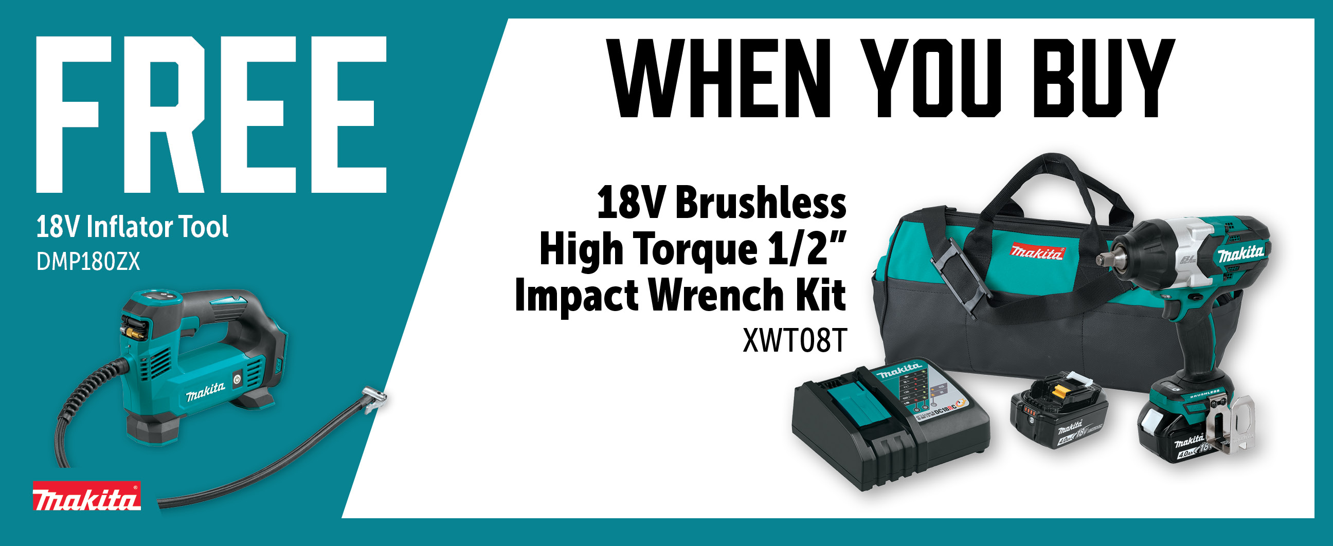 Makita Aug-Oct: Buy a XWT08T and Get a Free DMP180ZX