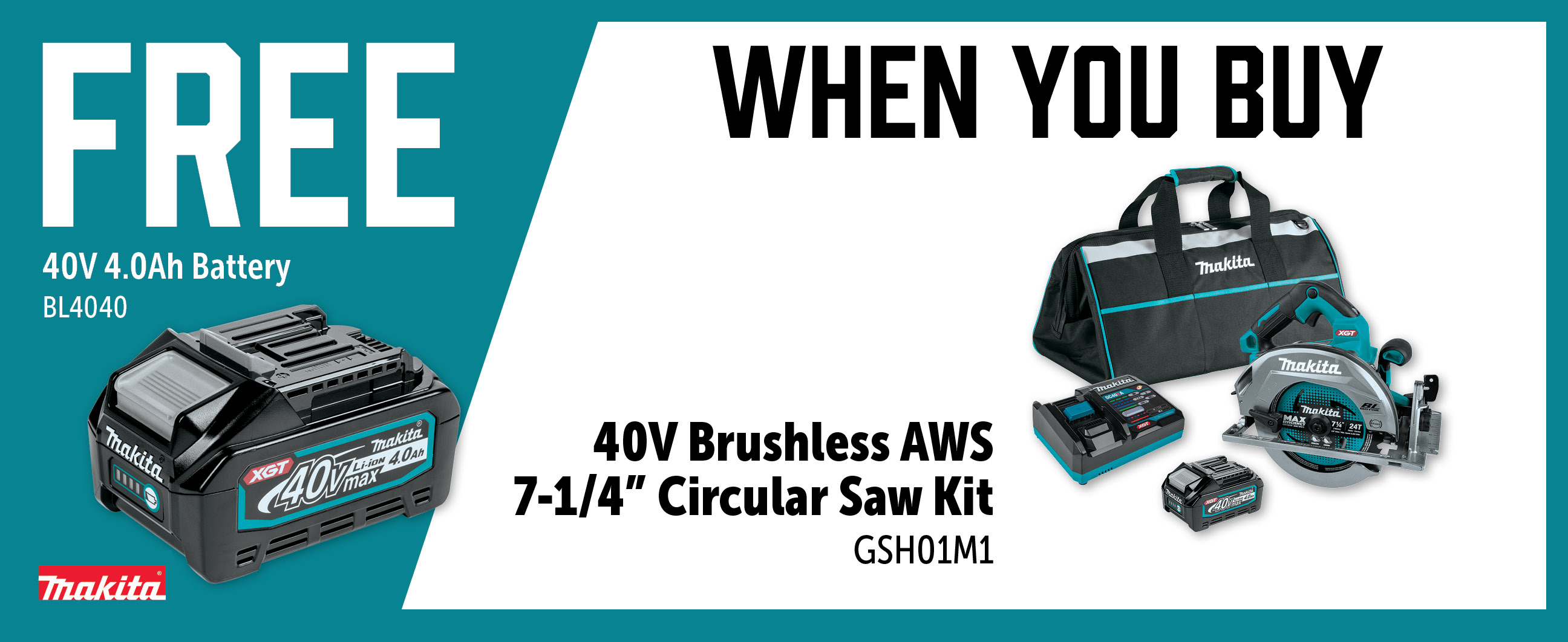 Makita Aug-Oct: Buy a GSH01M1 and Get a Free BL4040