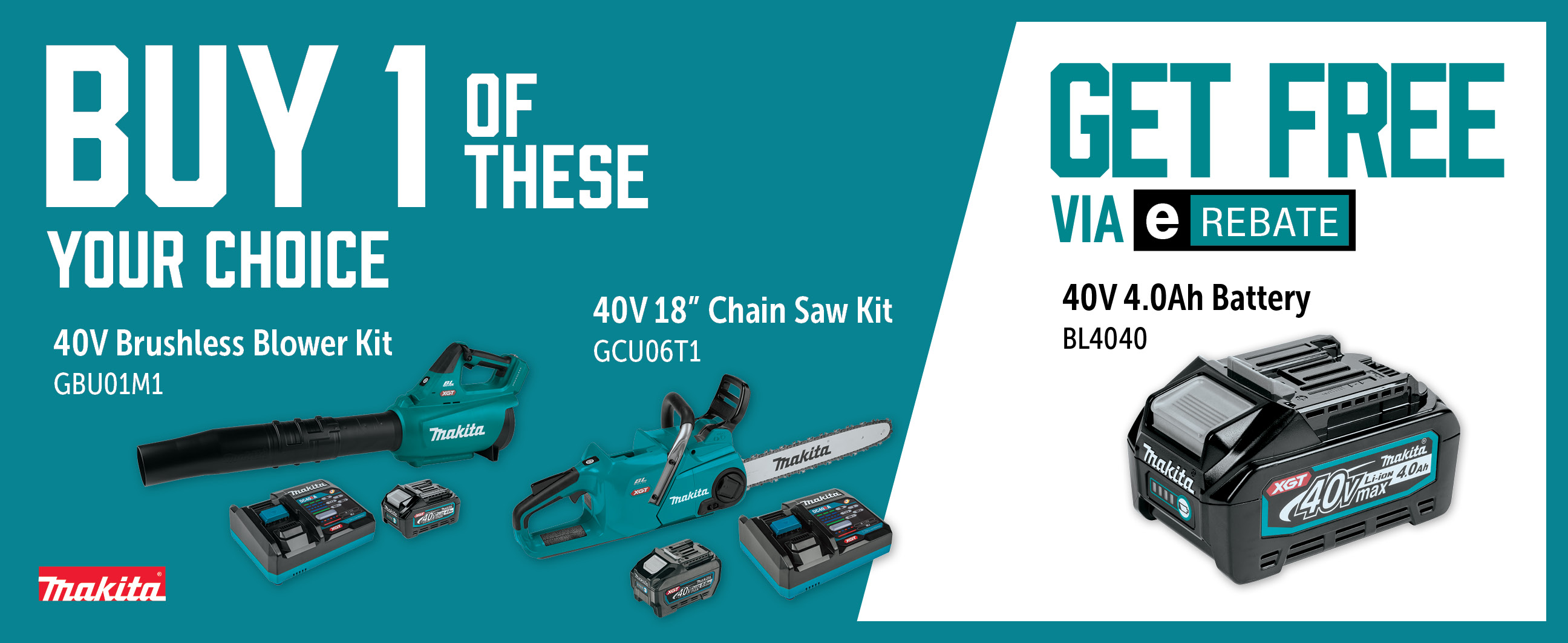 Makita Aug-Oct: Buy a GBU01M1 or GCU06T1 and Get a Free BL4040 via E-Rebate