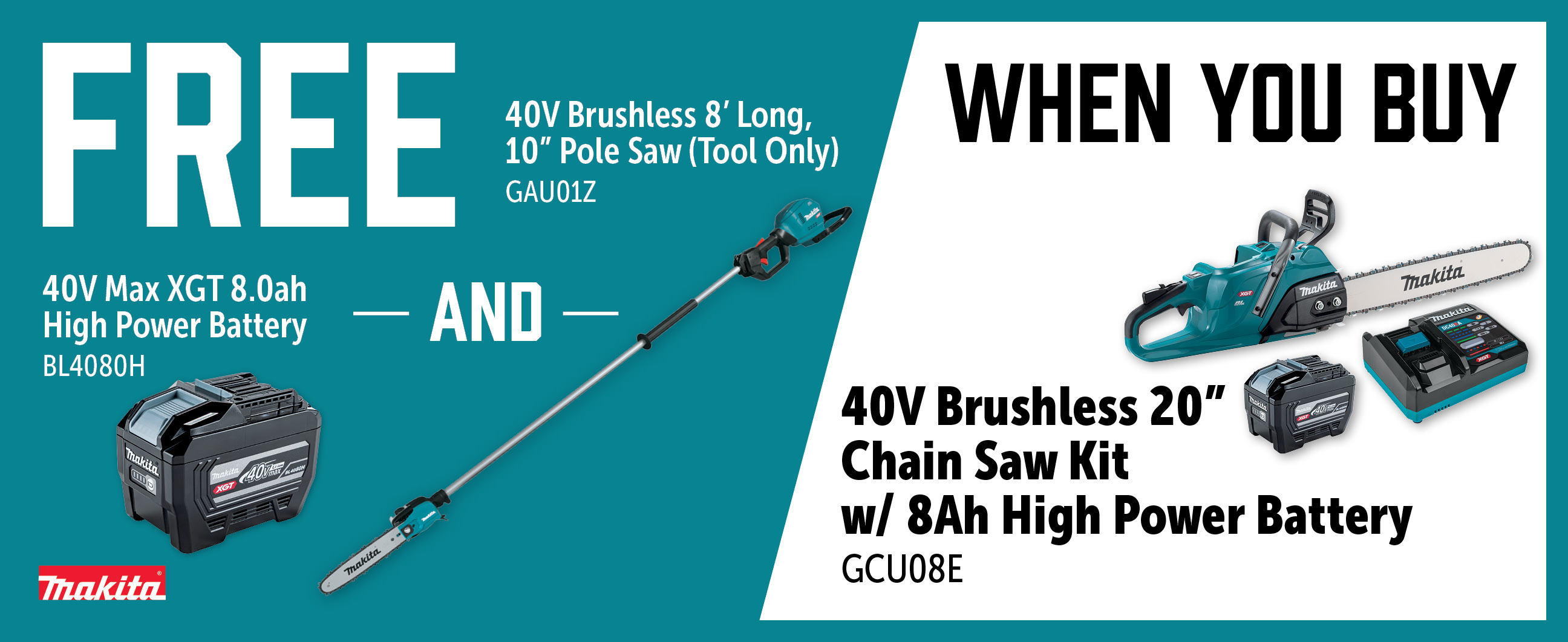 Makita Aug-Oct: Buy a GCU08E and Get a Free BL4080H + GAU01Z