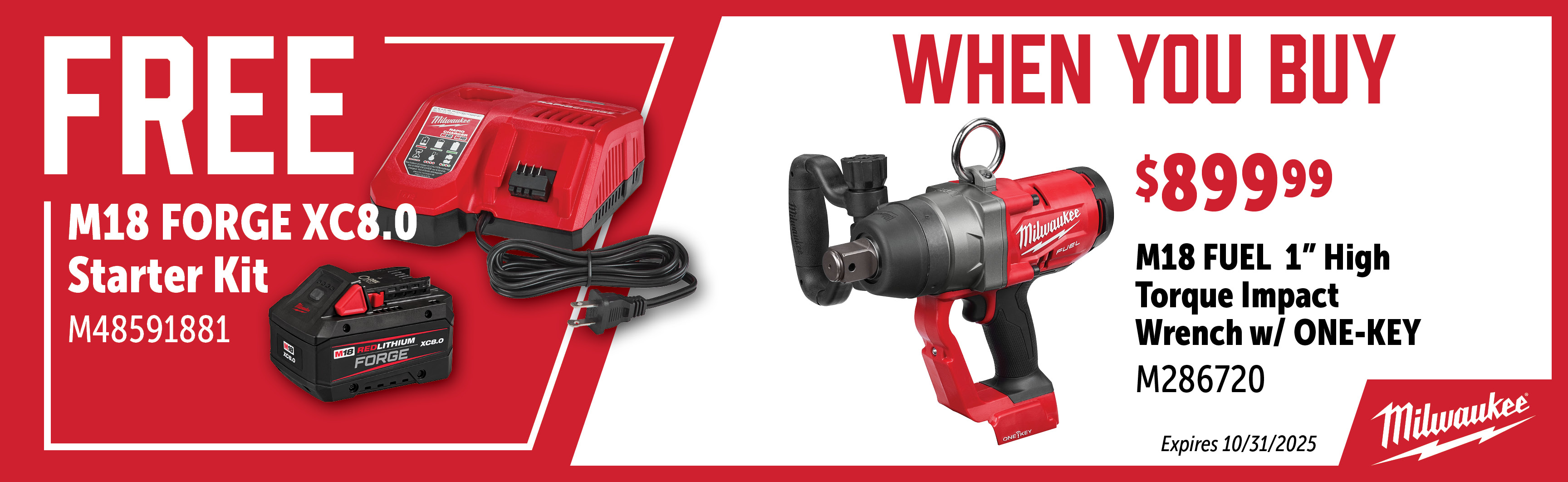 Milwaukee Aug-Oct: Buy a M286720 Wrench and Get a Free M48591881 Starter Kit