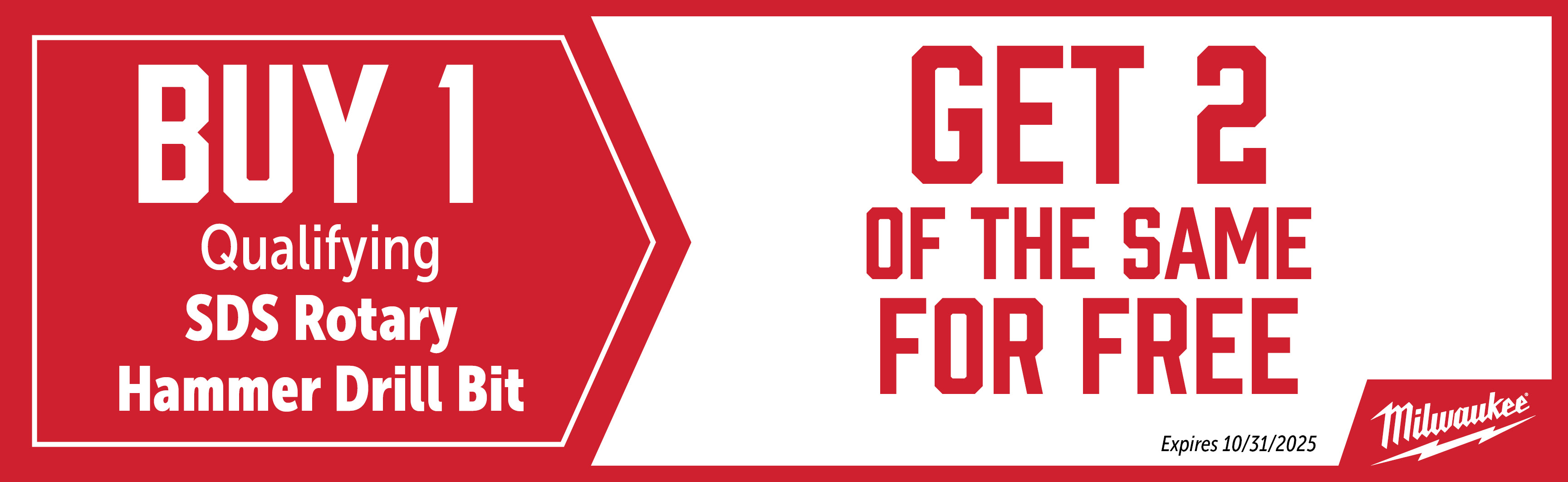 Milwaukee Aug-Oct: Buy a Qualifying SDS Rotary Hammer Drill Bit and Get 2 of the Same Free