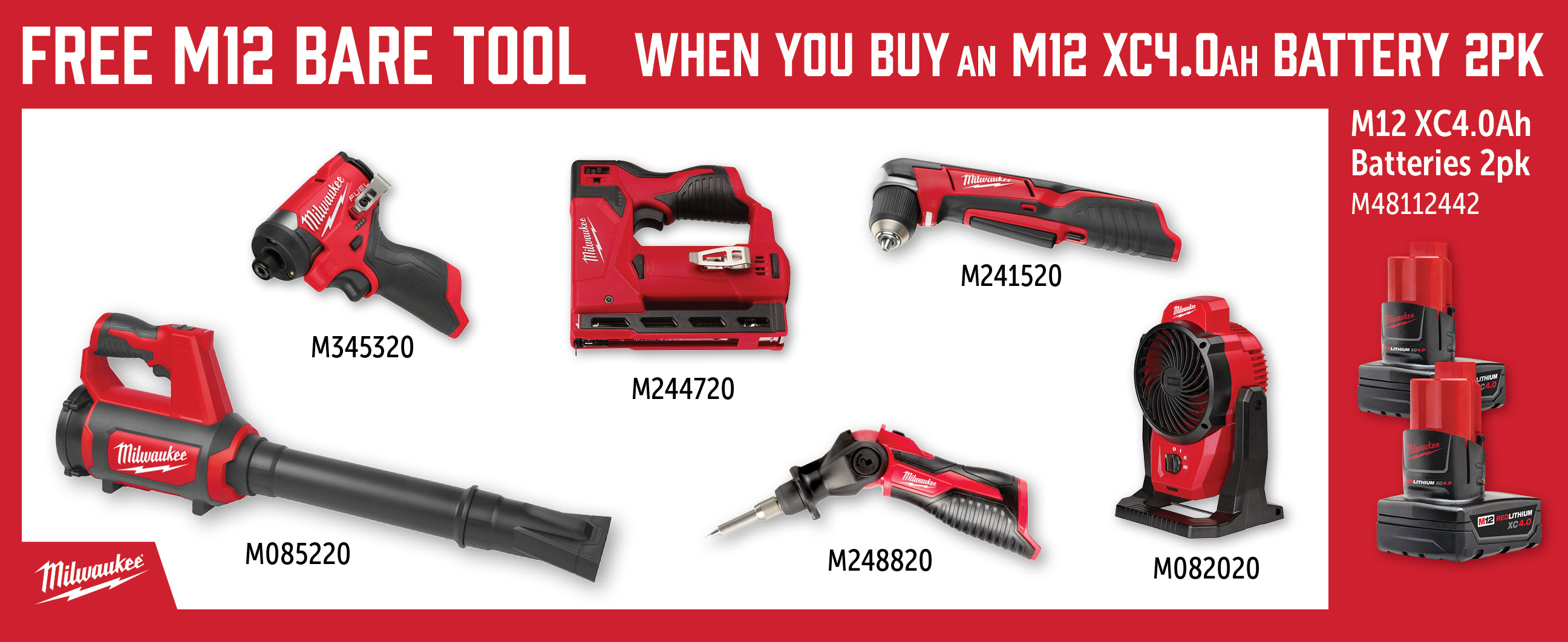 Milwaukee Aug-Oct: Buy a M48112442 and Get a Free Qualifying M12 Bare Tool