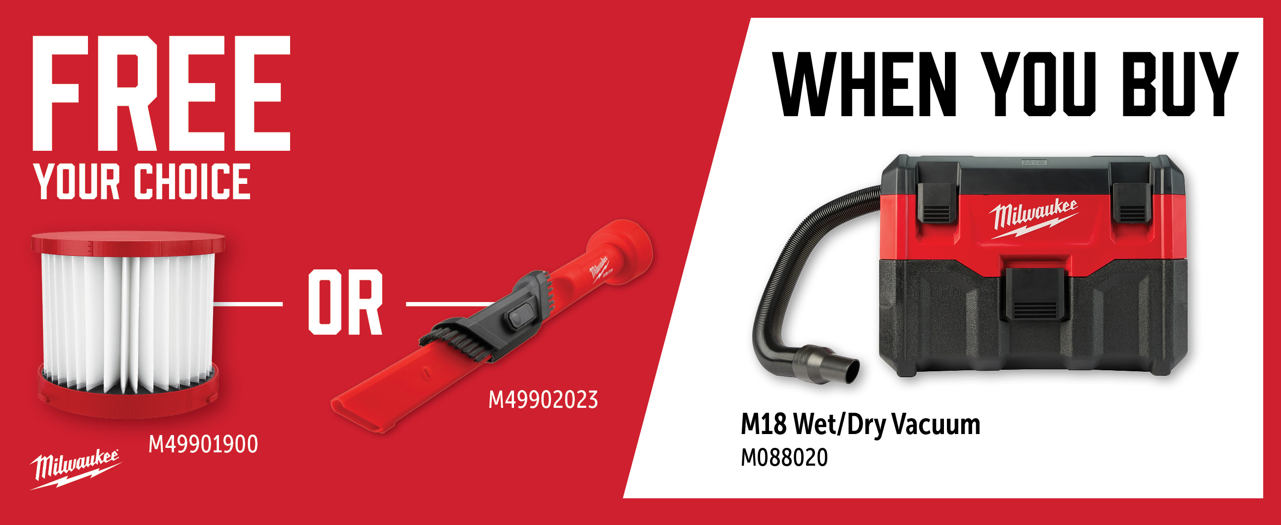 Milwaukee Aug-Oct: Buy a M088020 and Get a Free M49901900 or M49902023