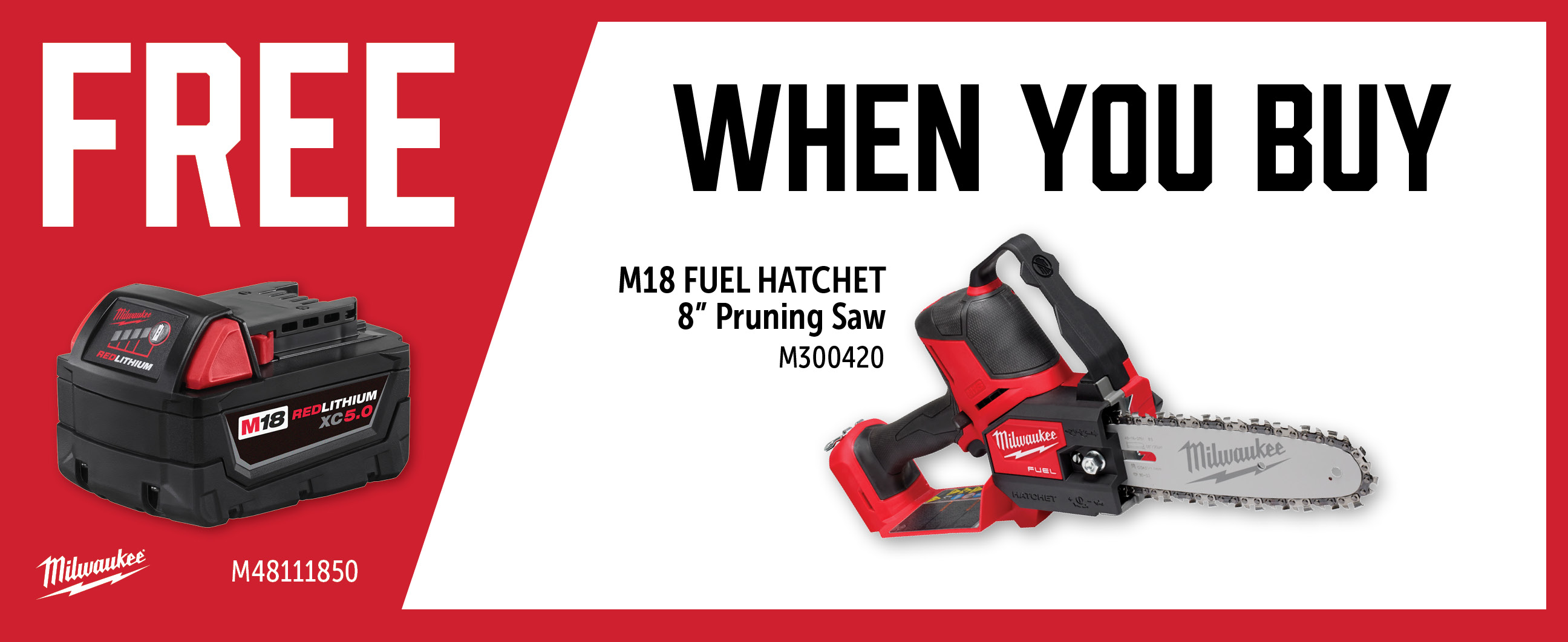 Milwaukee Aug-Oct: Buy a M300420 and Get a Free M48111850