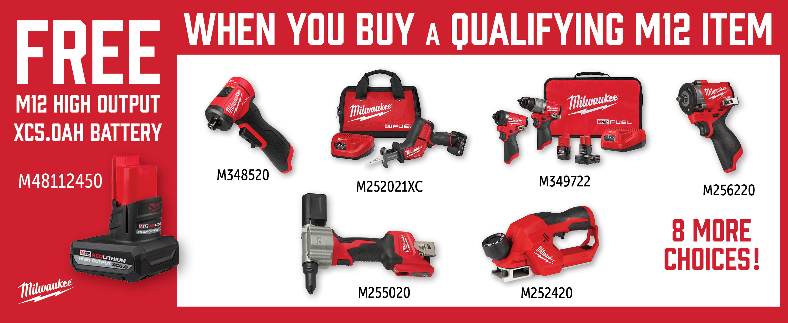 Milwaukee Aug-Oct: Buy a Qualifying M12 Item and Get a Free M48112450