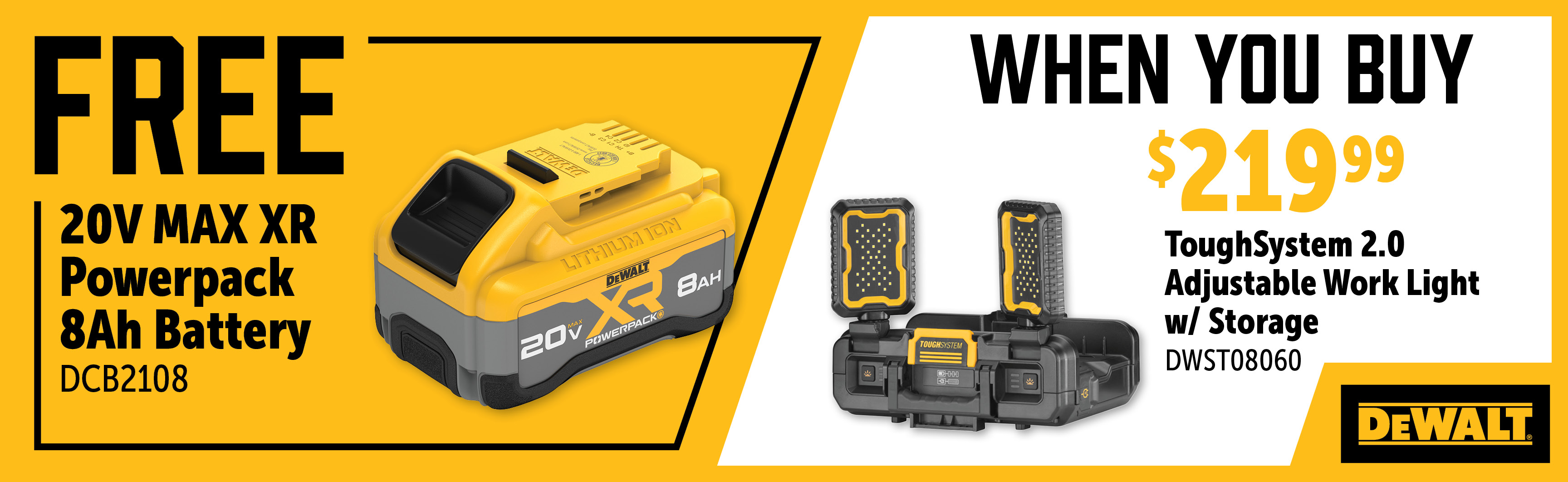 Dewalt Oct-Dec: Buy a DWST08060 and Get a Free DCB2108