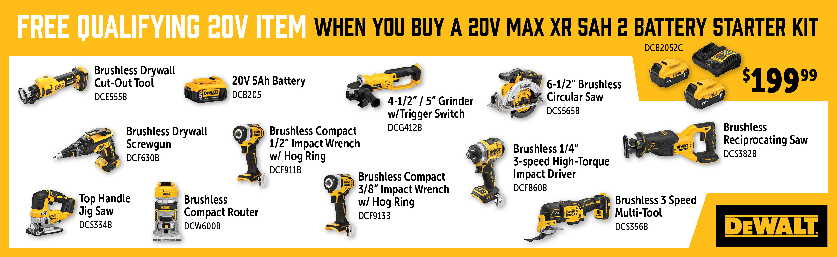 Dewalt Oct-Dec: Buy a DCB2052C and Get a Free 20V Qualifying Item