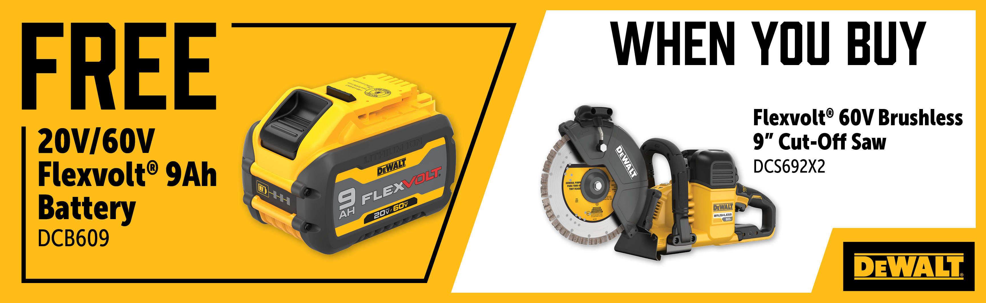 Dewalt Oct-Dec: Buy a DCS692X2 and Get a Free DCB609