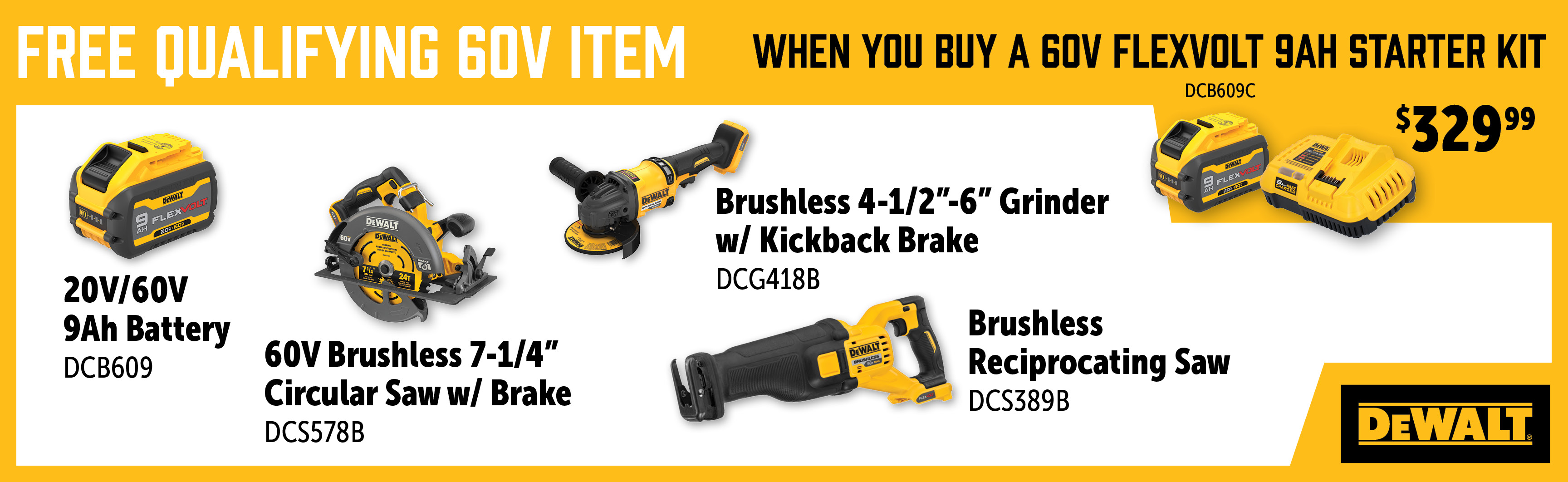 Dewalt Oct-Dec: Buy a DCB609C and Get a Free Qualifying 60V Item