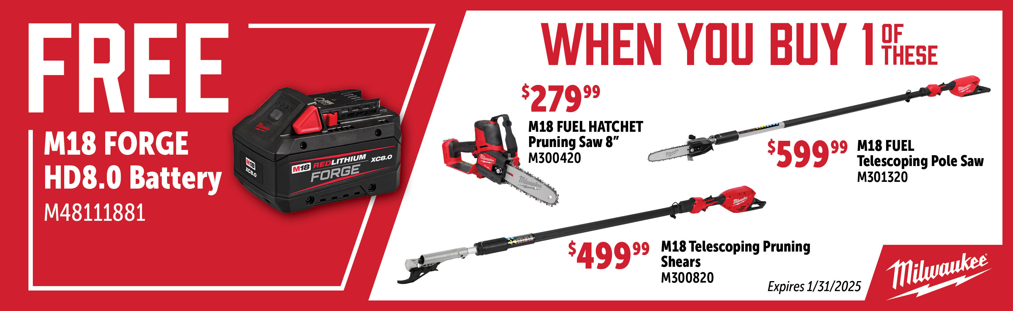 Milwaukee Nov-Jan: Buy a Qualifying M18 Fuel Bare Tool and Get a Free M48111881