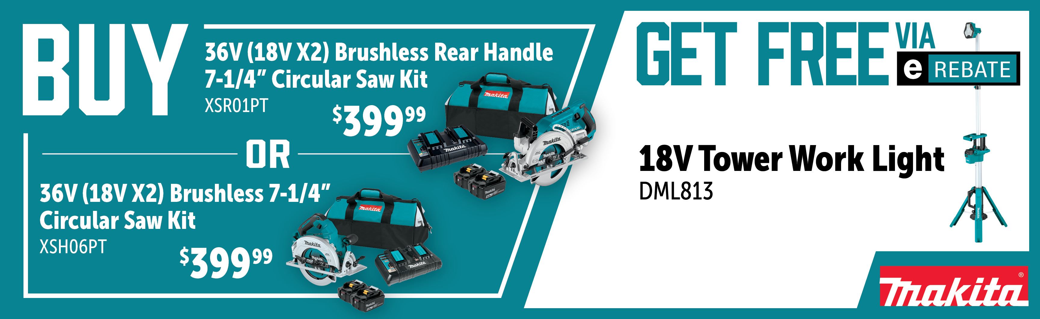 Makita Nov-Jan: Buy a XSR01PT or XSH06PT and Get a Free DML813 via E-Rebate