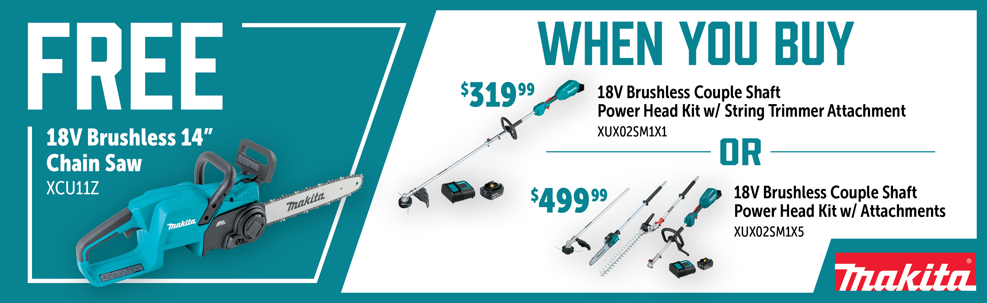 Makita Nov-Jan: Buy a XUX02SM1X1 or XUX02SM1X5 and Get a Free XCU11Z