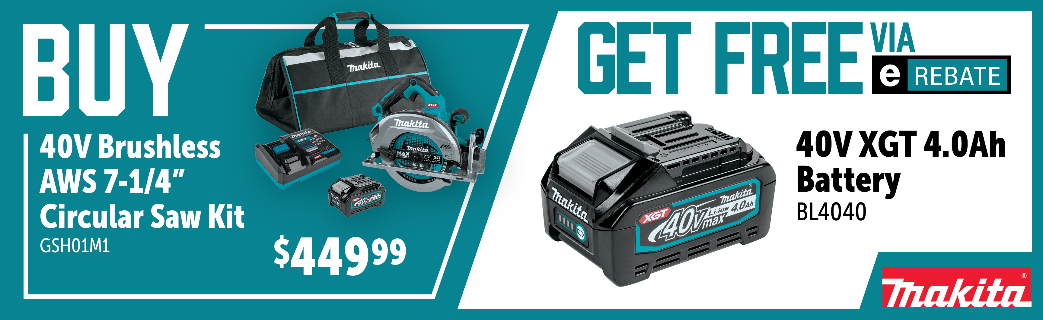 Makita Nov-Jan: Buy a GSH01M1 and Get a Free BL4040