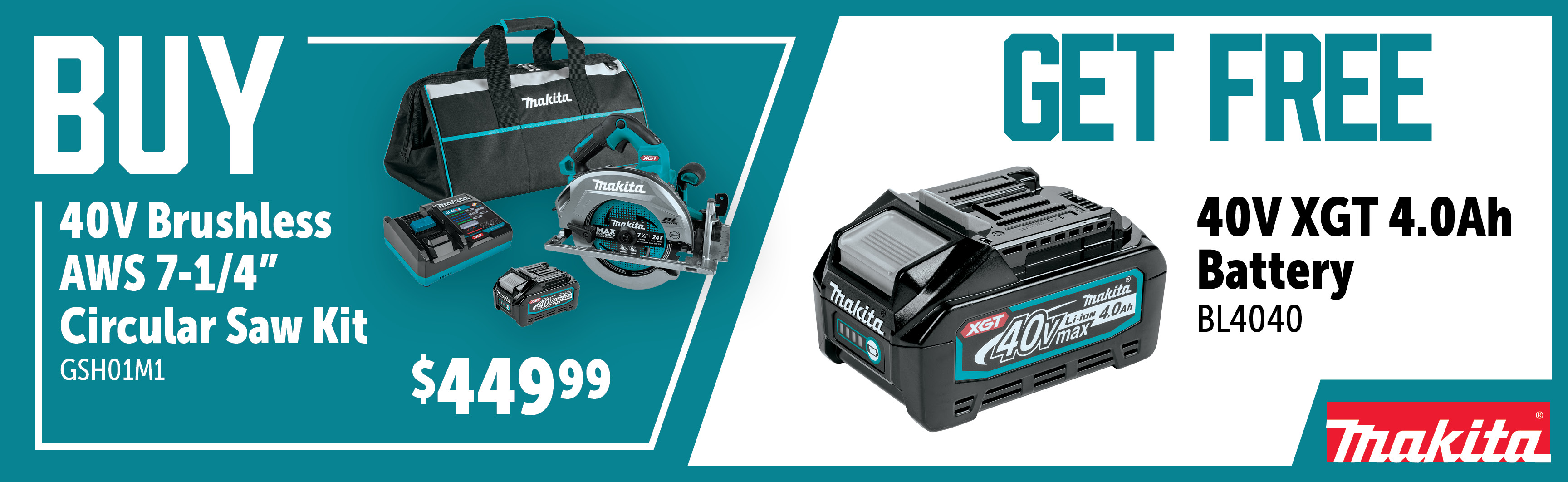 Makita Nov-Jan: Buy a GSH01M1 and Get a Free BL4040