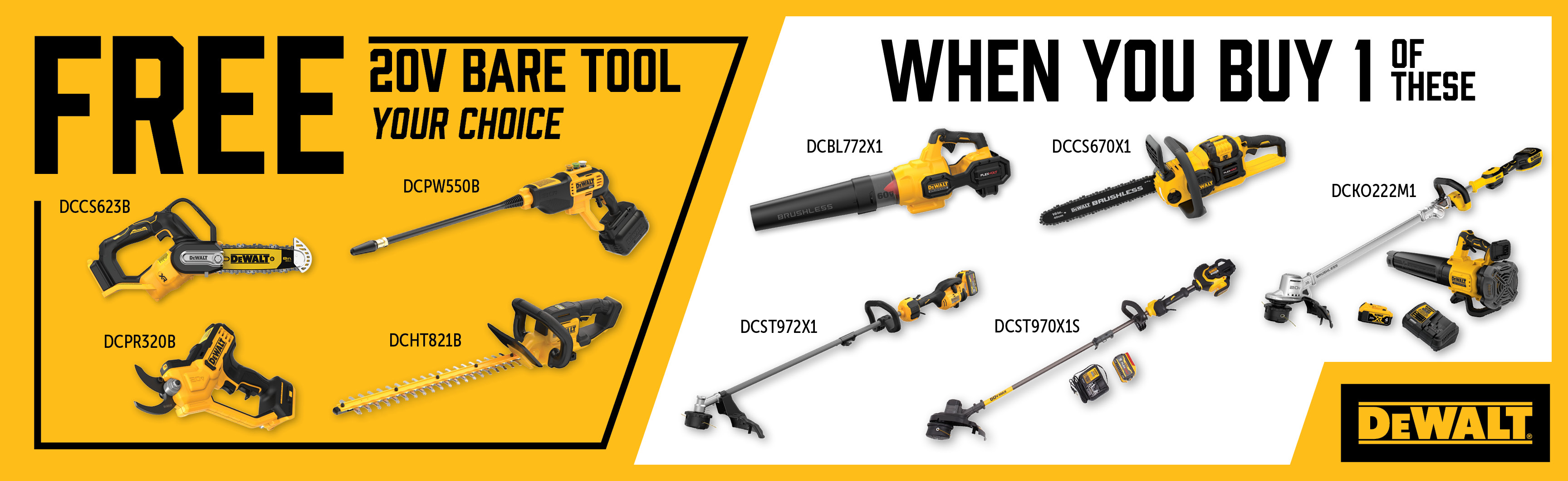 Dewalt Mar-Jun: Buy a Qualifying OPE Item and Get a Free Qualifying 20V OPE Bare Tool