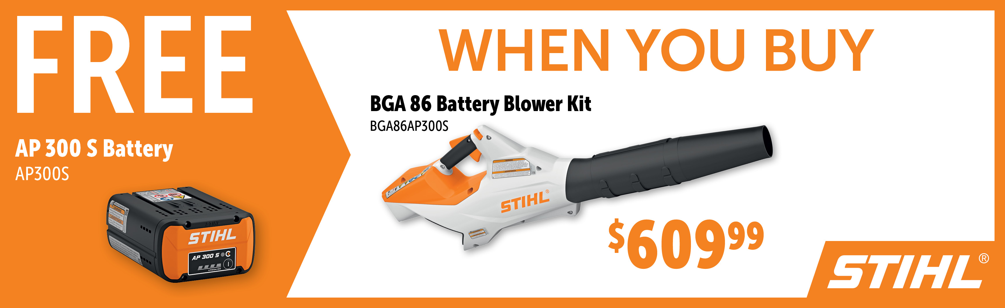 STIHL Sep-Dec: Buy a BGA86AP300S Kit and Get an Additional Free AP300S