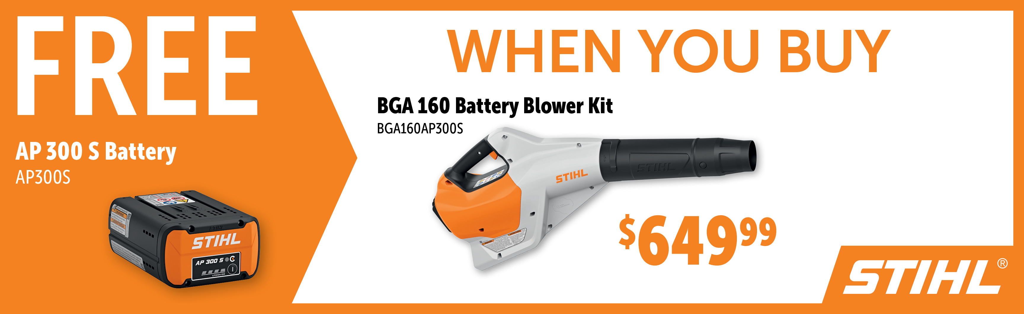 STIHL Sep-Dec: Buy BGA160AP300S Kit and Get a Free Additional AP300S Battery