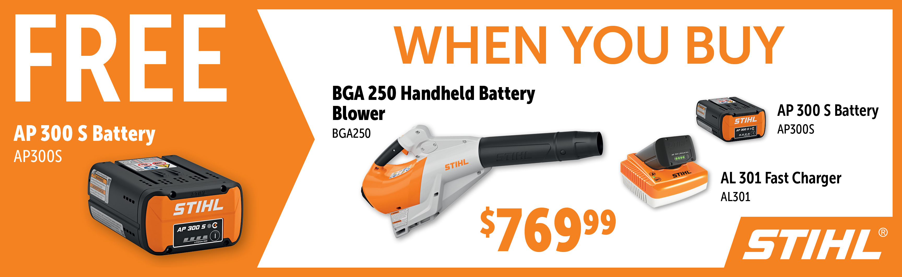 STIHL Sep-Dec: Buy a BGA250 Set and Get a Free Additional AP300S