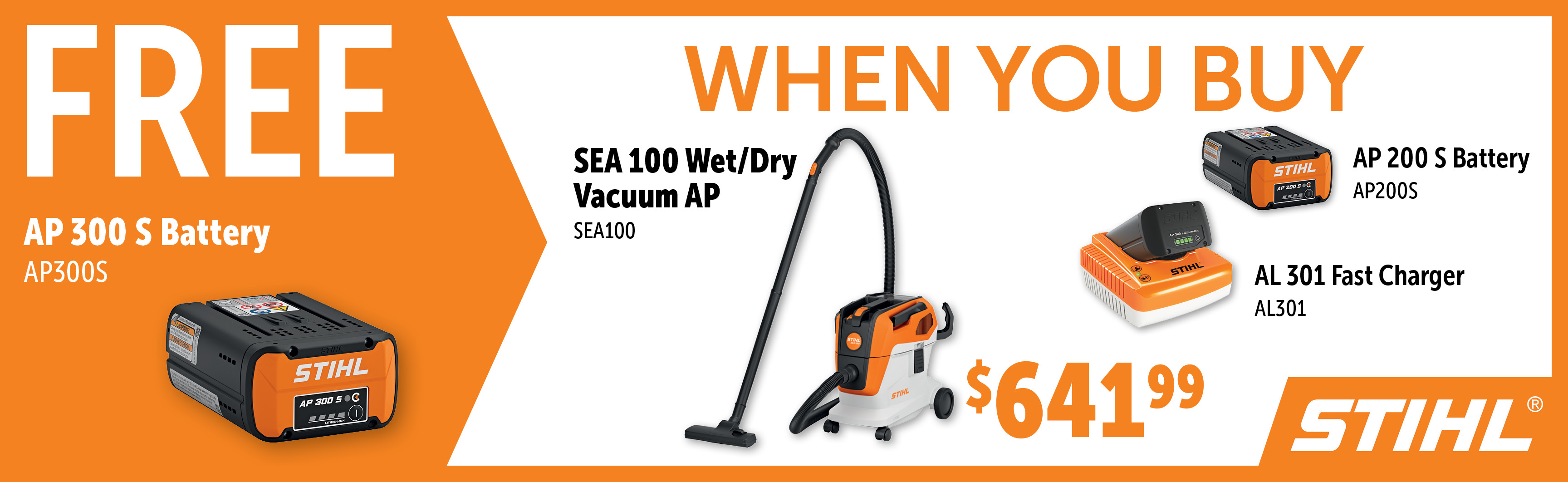 STIHL Sep-Dec: Buy a SEA100 Set and Get a Free AP300S Battery