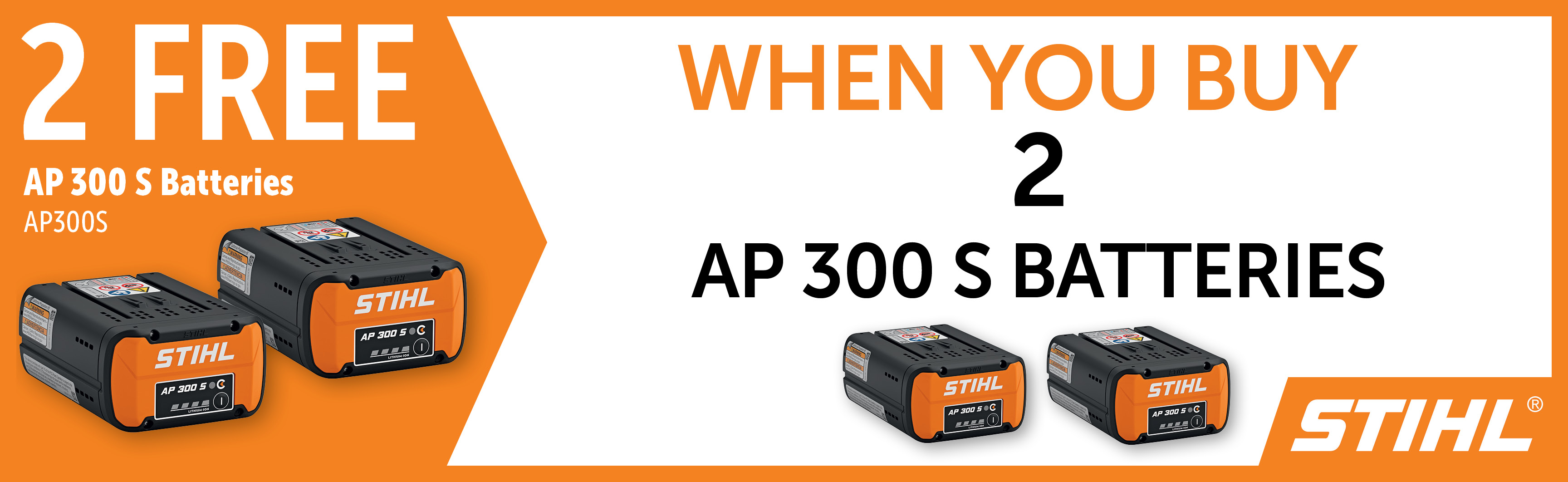 STIHL Sep-Dec: Buy 2 AP300S Batteries and Get 2 Free Additional AP300S Batteries