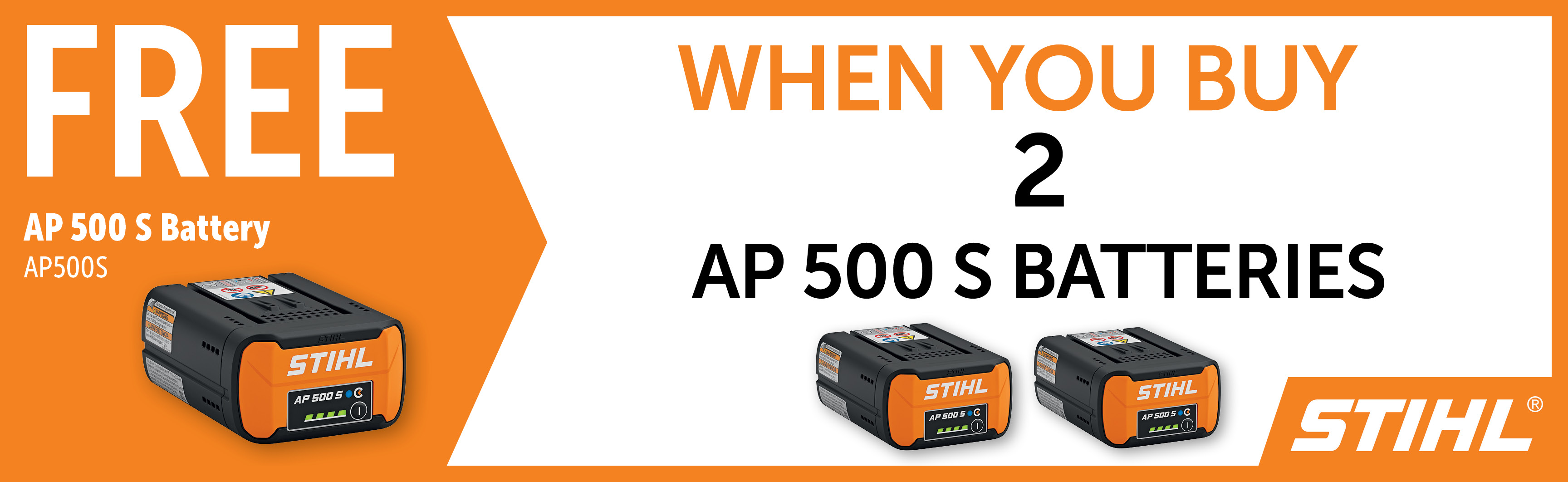 STIHL Sep-Dec: Buy 2 AP500S Batteries and Get a Free Additional AP500S