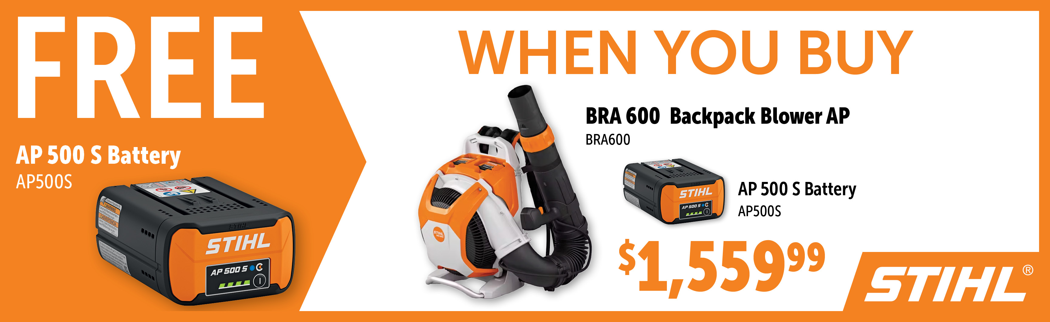 STIHL Sep-Dec: Buy a BRA600 Set and Get a Free Additional AP500S Battery