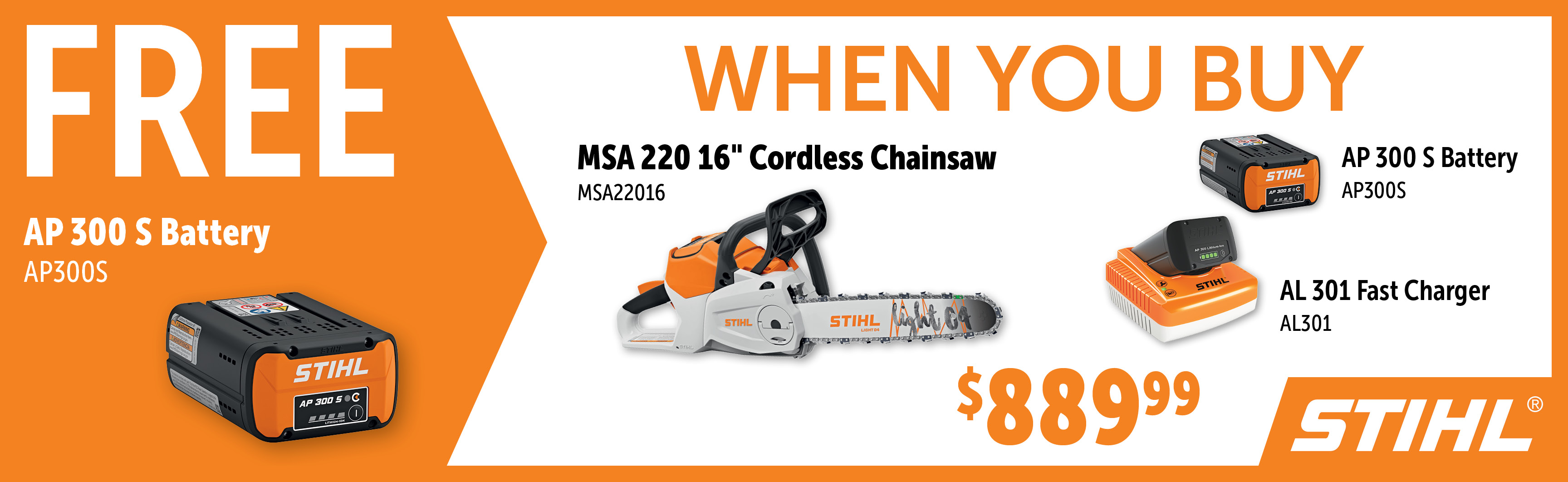 STIHL Sep-Dec: Buy a MSA22016 Set and Get a Free AP300S Battery